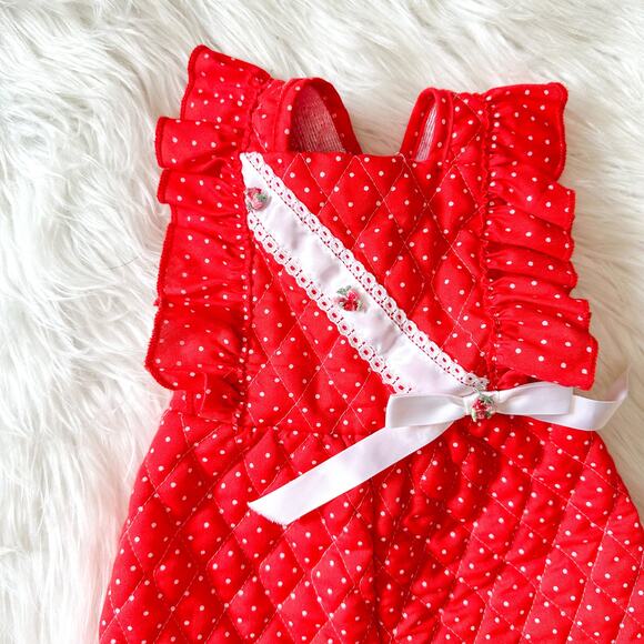 Vintage Quilted Baby Romper Jumper Red - Picture 2 of 6